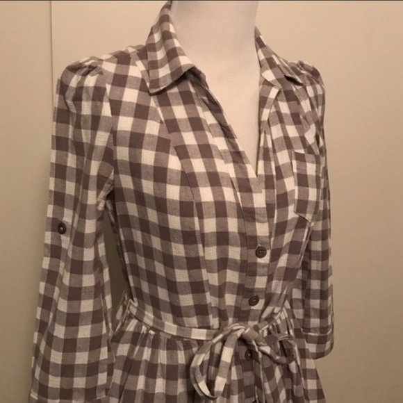 Ark & Co. Plaid‎ Shirt Dress tie waist midi classic - Picture 4 of 11
